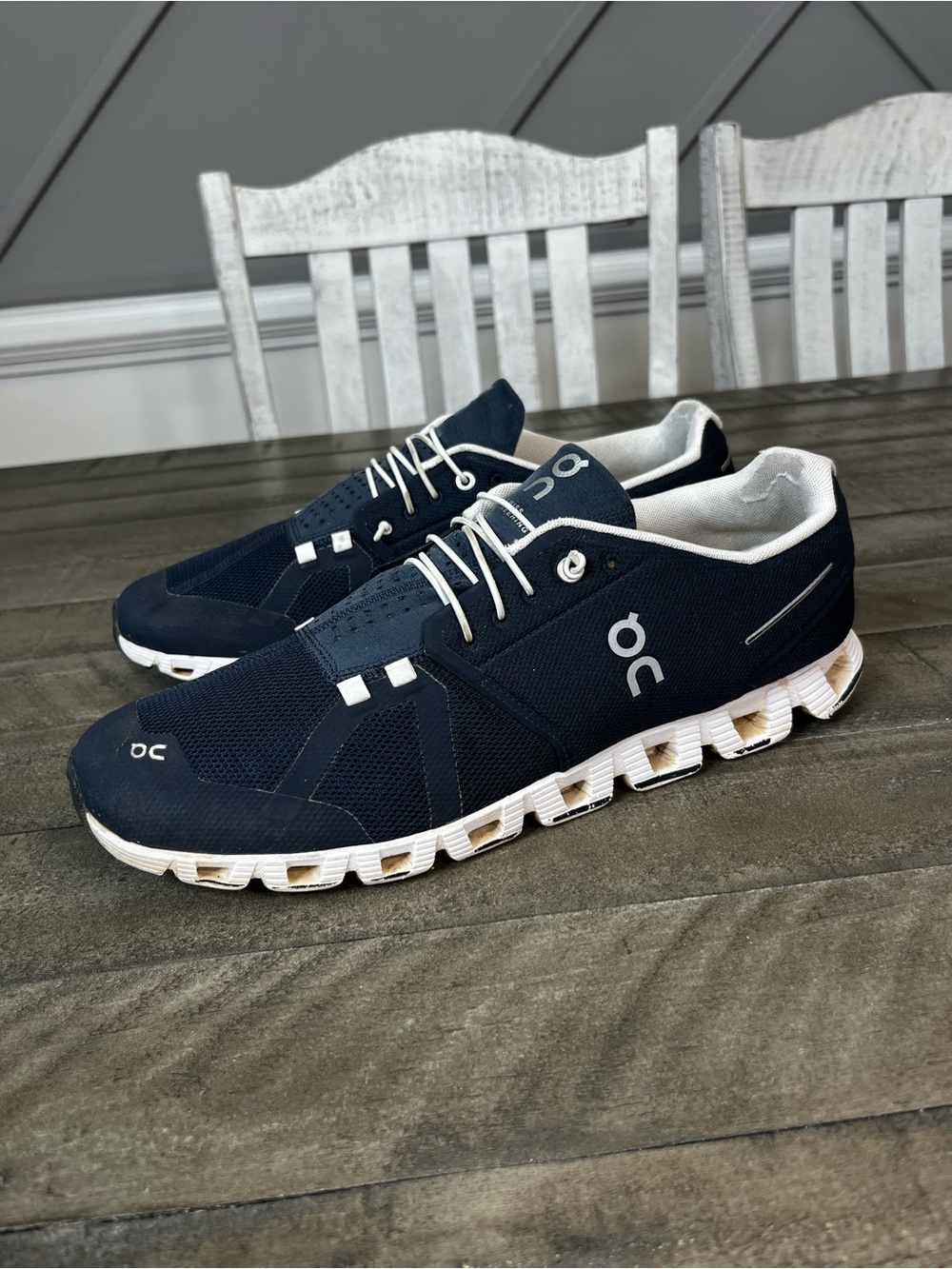 On Cloud 5 Navy Blue White Mens Shoes Sz 13